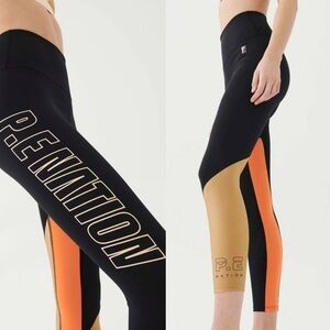 P.E Nation Black and Orange Performance Leggings
